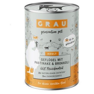 GRAU 6 x 400 g - Geflügel mit Pastinake & Brokkoli