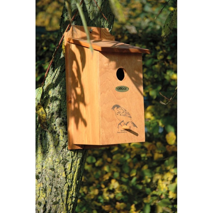Nistkasten mit Siebdruckmotiv "Haussperling"