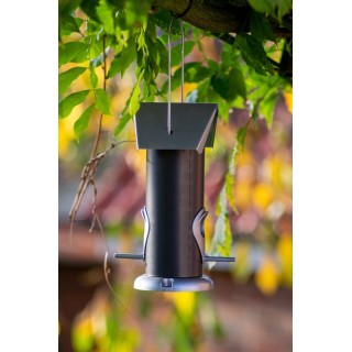 Robuste Futtersäule aus Metall, Schwarz/Silber