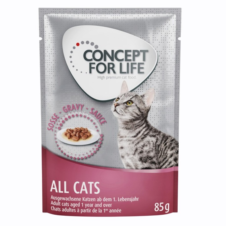 Gemischtes Sparpaket Concept for Life Gelee & Soße 24 x 85 g  - All Cats in Soße und Gelee