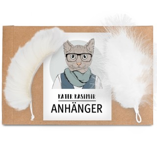 Kater Kasimir Katzenangel mit Schaffell - Zubehör: Ersatzanhänger 2er Set Feder + Schaffell (OHNE Katzenangel)