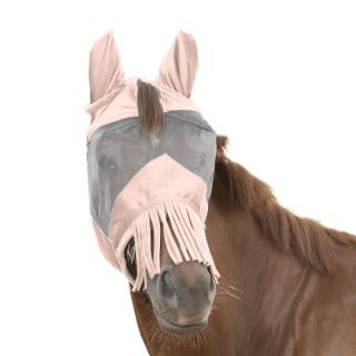 Waldhausen Fliegenmaske Premium mit Ohrenschutz und Nasenfransen - hellrosa