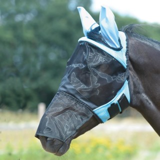 Busse Fliegenmaske FLY COVER PRO GAP II - hellblau/schwarz