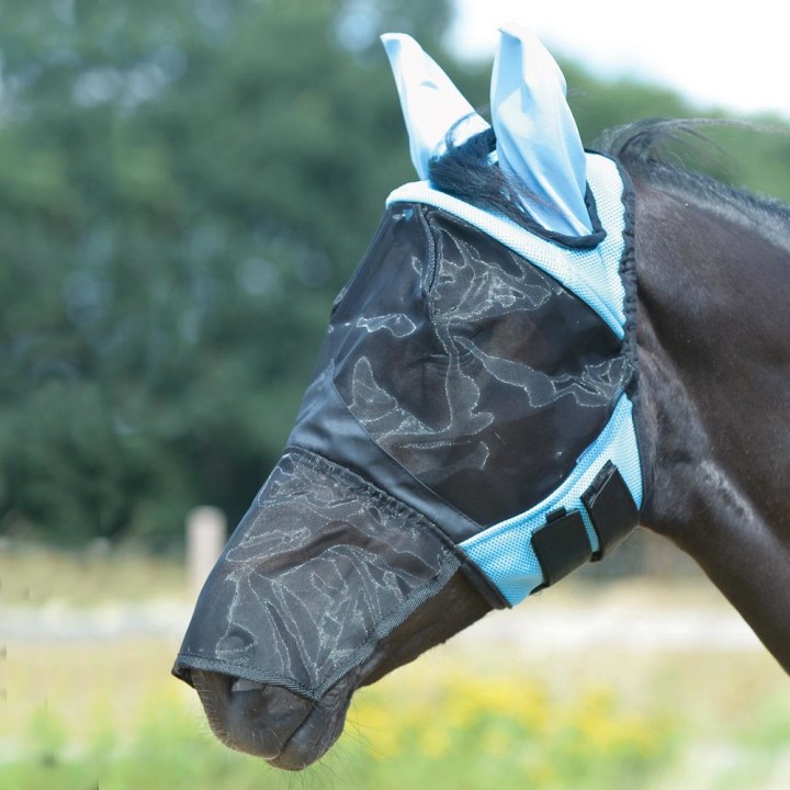 Busse Fliegenmaske FLY COVER PRO GAP II - hellblau/schwarz