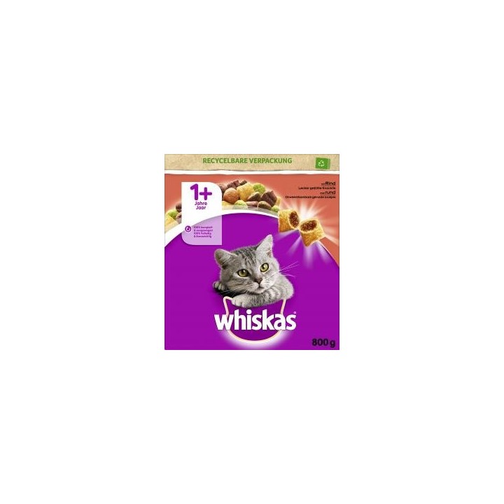 Whiskas 1+ lecker gefüllte Knackkits mit Rind