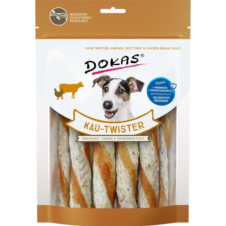 Dokas Kau-Twister Rinderhaut, Pansen & Hühnerbrustfilet 200g