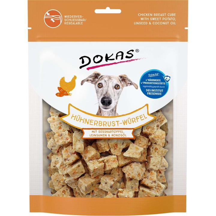 Dokas Hühnerbrust-Würfel mit Süsskartoffel, Leinsamen & Kokosöl 150g