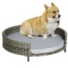 PawHut Hundebett  Komfortables Hundekorb & Katzenbett mit Kissen, Rattan, für mittelgroße/kleine Hunde, Grau, 75x75x20cm  Aos