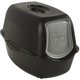 Rotho MyPet Eco Bailey Katzentoilette mit Deckel und Aktivkohlefilter, schwarz (recycelt)