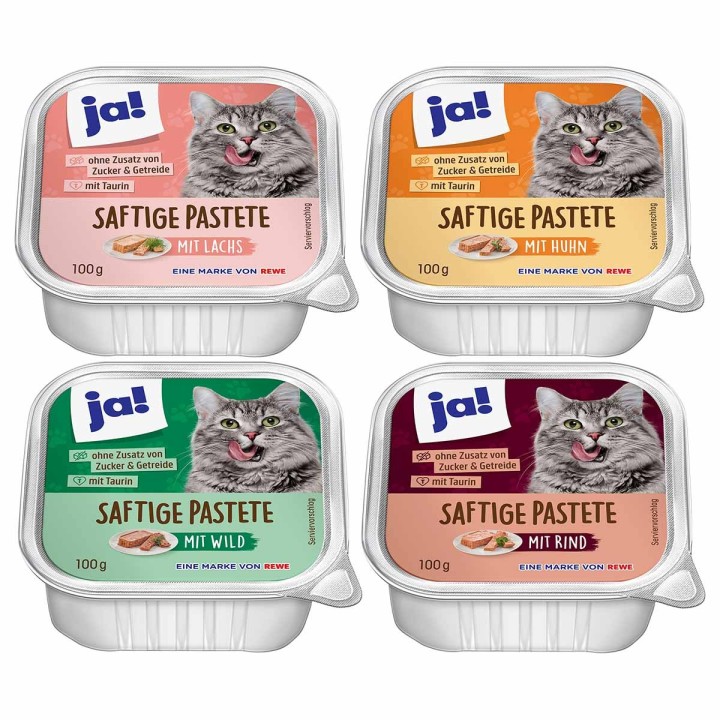ja! Katzennassfutter Mixpaket Saftige Pastete 32x100g
