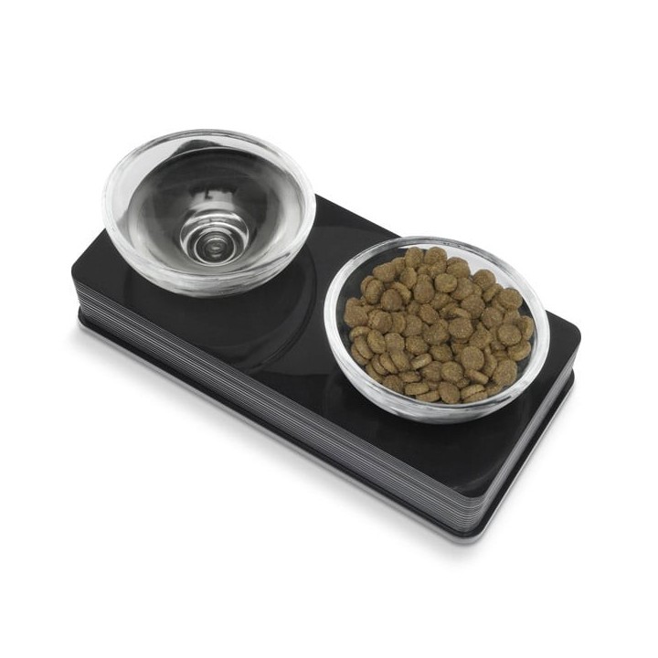 Catit Doppelnapf Glass Diner schwarz