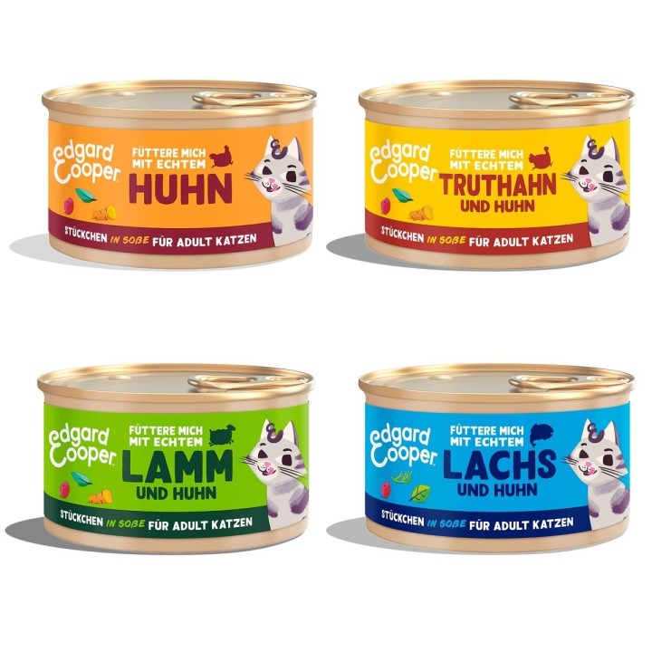 Edgard & Cooper Katze Stückchen in Soße Adult Multipack 8x85g