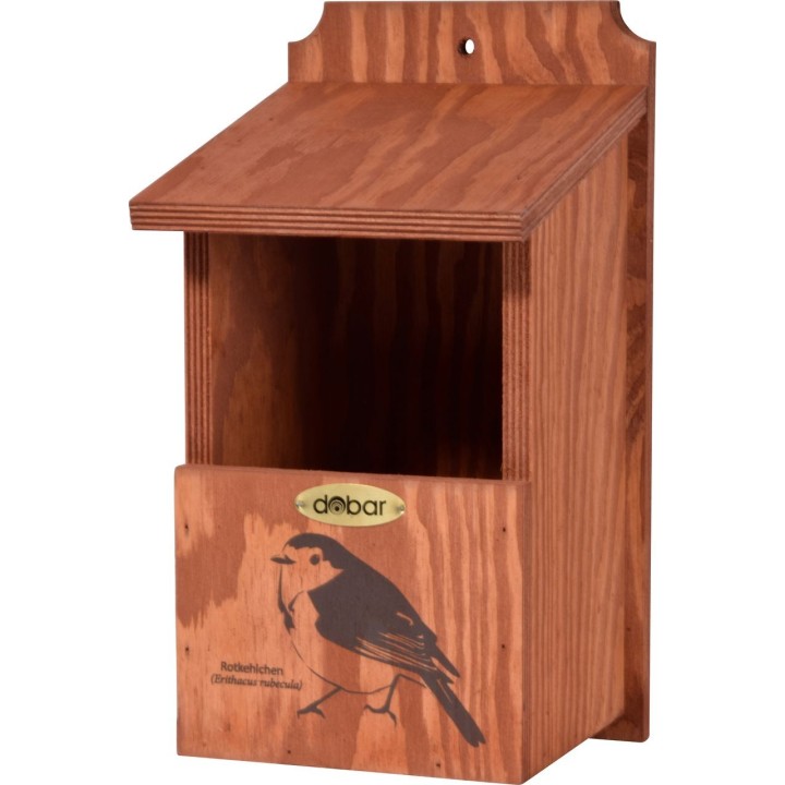 Nistkasten mit Siebdruckmotiv "Rotkehlchen"