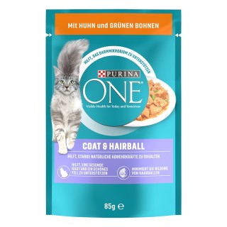 PURINA ONE Coat & Hairball - mit Huhn & grünen Bohnen (26 x 85 g)