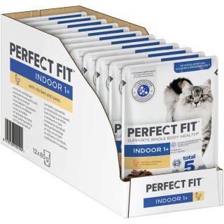 Perfect Fit Katzenfutter Indoor mit Huhn & Erbsen 12x85g