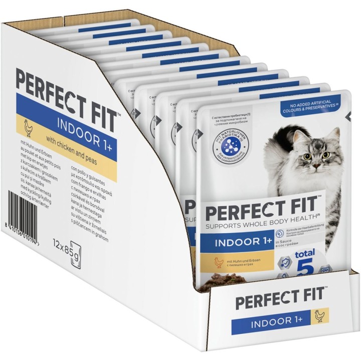 Perfect Fit Katzenfutter Indoor mit Huhn & Erbsen 12x85g