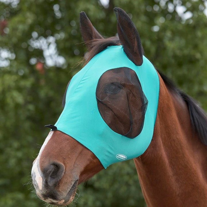 Weatherbeeta Stretch Fliegenmaske mit Ohrenschutz - turquoise/black