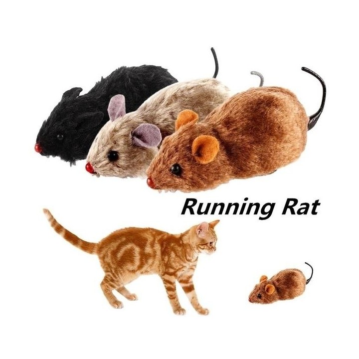 1 Stück lustige lebensechte Plüsch-Maus, laufende Ratte, Spielzeug für Katzen, Hunde, Haustiere, Kinder, zufällige Farbe