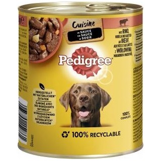 Pedigree Cuisine in Sauce mit Rind, Nudeln und Karotten