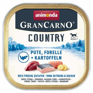 animonda GranCarno Country Pute, Forelle + Kartoffel 22x150g