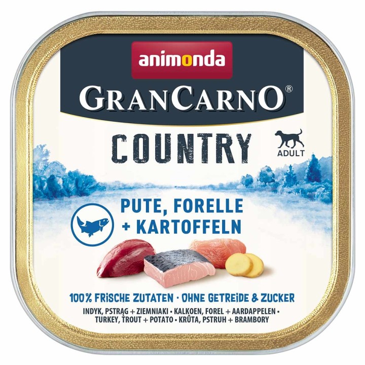 animonda GranCarno Country Pute, Forelle + Kartoffel 22x150g
