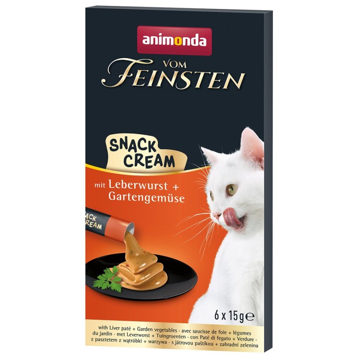 animonda vom Feinsten Snack Cream Leberwurst + Gartengemüse 6x15g