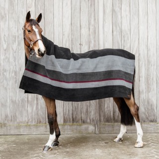 Kentucky Horsewear Fleecedecke Square Stripes Heavy - Schwarz/Grau