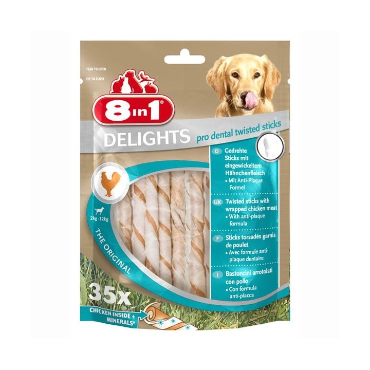 8in1 Hundesnack Delights pro dental Twisted Sticks 35 Stück