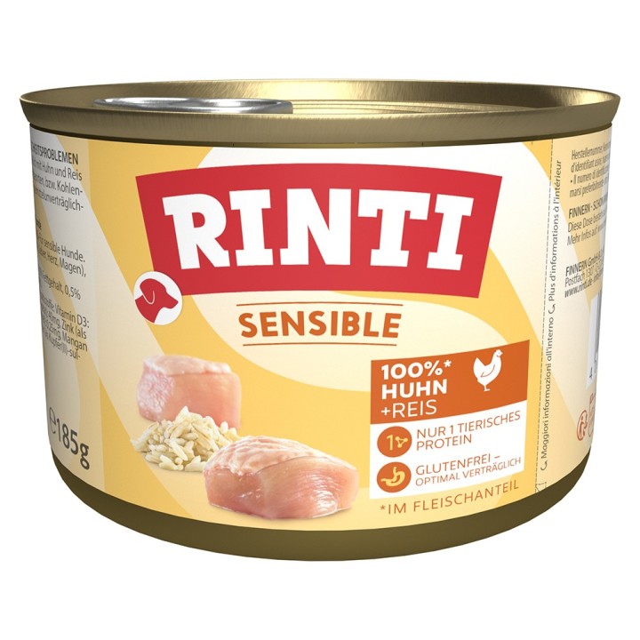 Sparpaket RINTI Sensible 24 x 185 g - Huhn & Reis