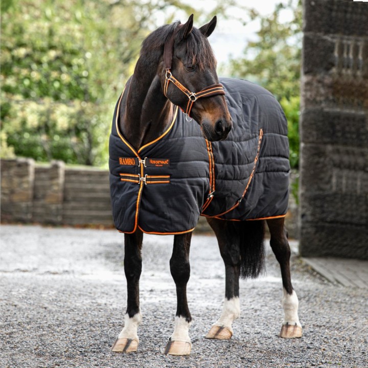 Horseware Rambo Stable Rug medium 200g - Black/Orange