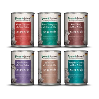 Venandi Animal - Probierpaket III Huhn, Pute, Rind, Pferd, Kalb, Truthahn 6x400g