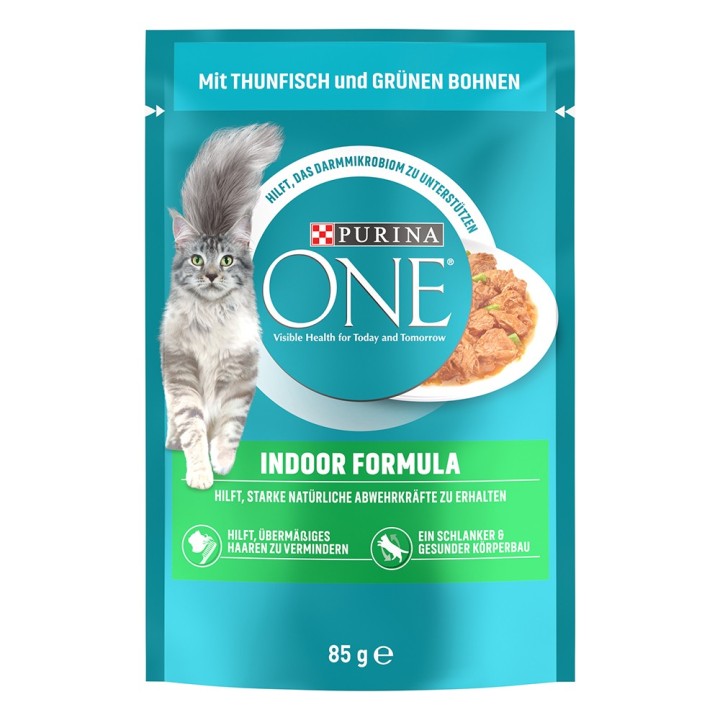 PURINA ONE Indoor Formula - mit Thunfisch & grünen Bohnen (13 x 85 g)