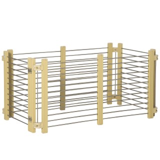 PawHut Freigehege für kleine Hunde klappbar verstellbar mit Tür aus Edelstahl & Naturholz 67,5-131,5x43,5-75,5x64,5cm   Aosom