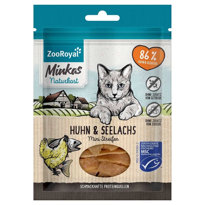 ZooRoyal Minkas Naturkost Mini Streifen Huhn & Seelachs 50g