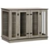 PawHut Hundekäfig Haustierkäfig mit herausnehmbarem Trennwand Hundebox Tierkäfig Hundehütte innen Dunkelwalnuss+Eiche 120 x 6
