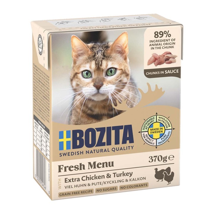 Bozita Tetra Häppchen in Soße mit Hühnchen & Pute 6x370g