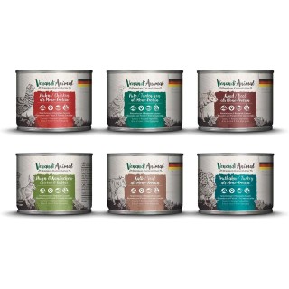 Venandi Animal - Probierpaket III Huhn, Pute, Rind, Huhn&Kaninchen, Kalb, Truthahn 6x200g