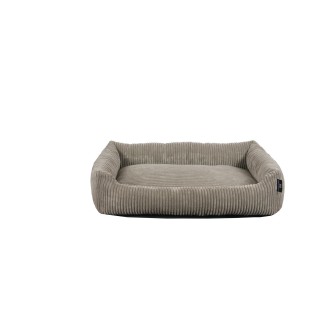 Tierbett Cordstoff breit taupe
