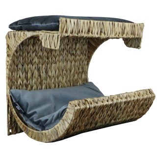 Katzen-Wandmulde WH mit Samtkissen grau