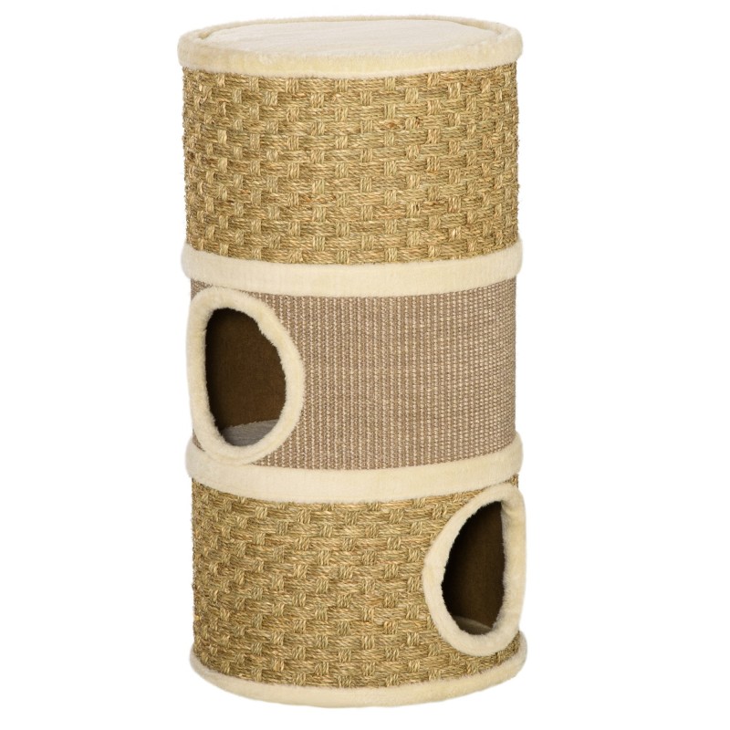 PawHut Katzenkratzbaum Kratztonne 3 Ebenen mit Sisal und Plüsch 37,5x37,5x70cm ideal für Katzenliebhaber   Aosom.de