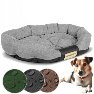 KINGDOG Hundebett, oval, wasserdicht, langlebig, Größen M-XXL, verschiedene Farben M schlachtschiff grau
