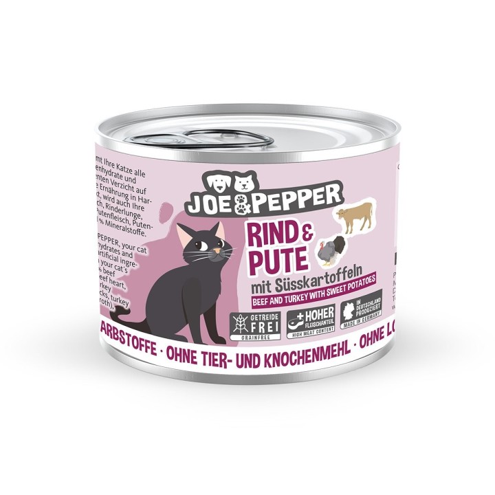 Joe & Pepper Cat Rind & Pute mit Süßkartoffeln 6x200g