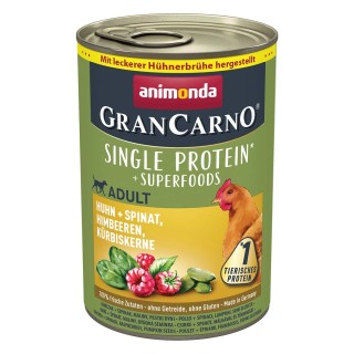 animonda GranCarno Superfoods Adult Huhn + Spinat, Himbeere 6x400g