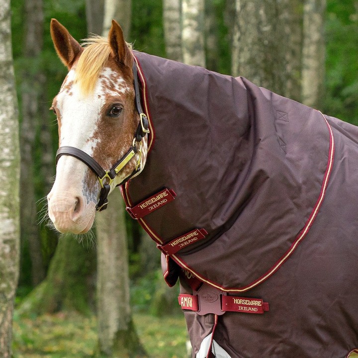 Horseware Amigo Bravo 12 Turnout Hood Medium 150g - Brown/Red