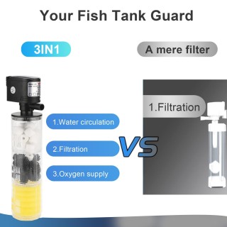 HX-1180F 12W Aquariumfilter für Aquarien, tauchfähiger interner Aquariumfilter mit Wasserpumpe schwarz