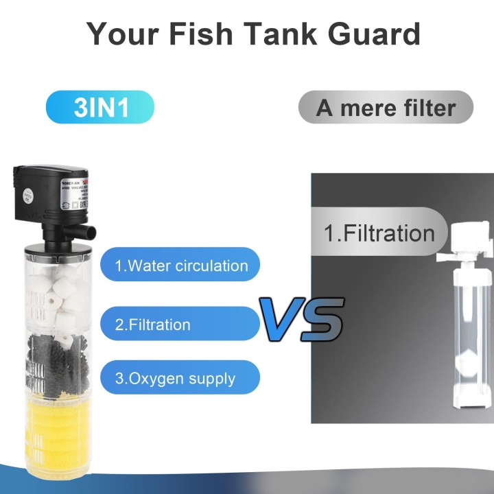 HX-1180F 12W Aquariumfilter für Aquarien, tauchfähiger interner Aquariumfilter mit Wasserpumpe schwarz