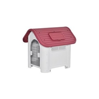 Hundehütte Outdoor Hundehaus mit Dachluke für kleine Hunde Metall PP