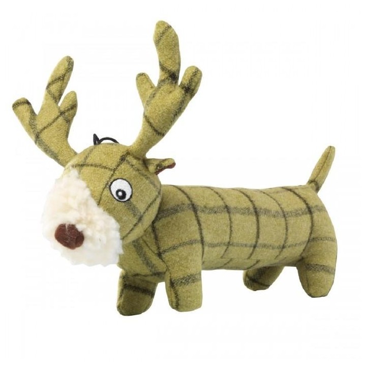 House Of Paws Plüsch-Tweed-Hirsch-Langkörper-Hundespielzeug One Size grün