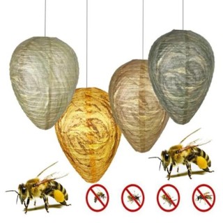 Wespennest Lockvogel Hängen Bee Abschreckung Papier Laterne 22*28CM Stick Bee Hive Swirl helle gelbe