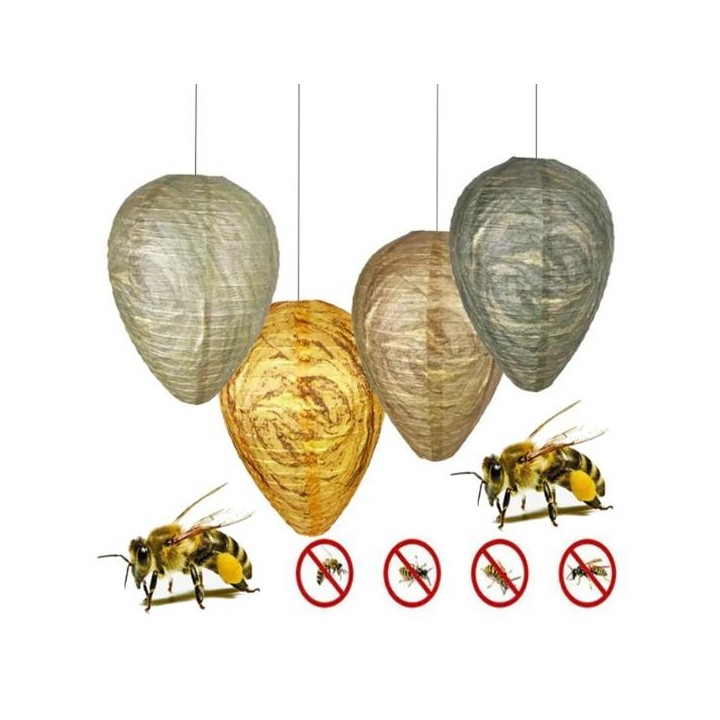 Wespennest Lockvogel Hängen Bee Abschreckung Papier Laterne 22*28CM Stick Bee Hive Swirl helle gelbe